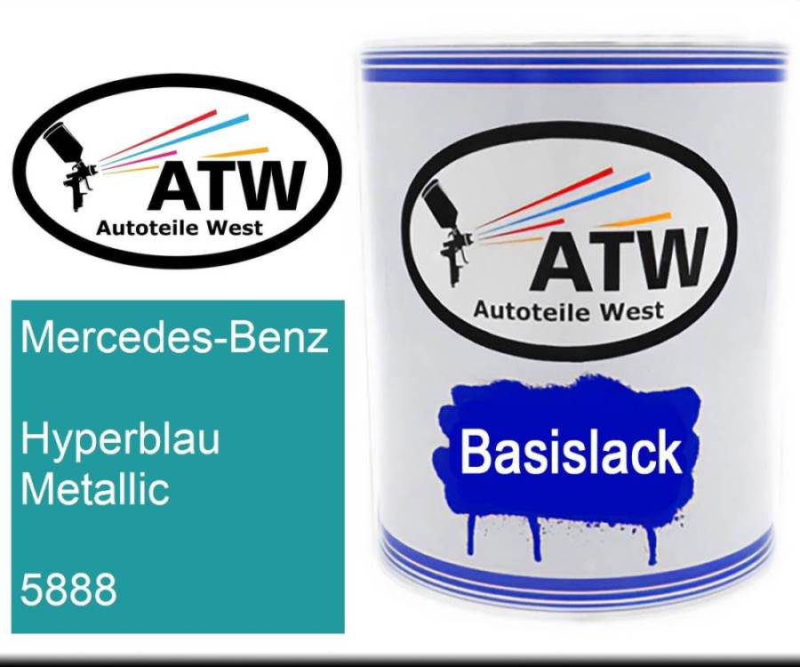 Mercedes-Benz, Hyperblau Metallic, 5888: 1L Lackdose, von ATW Autoteile West.